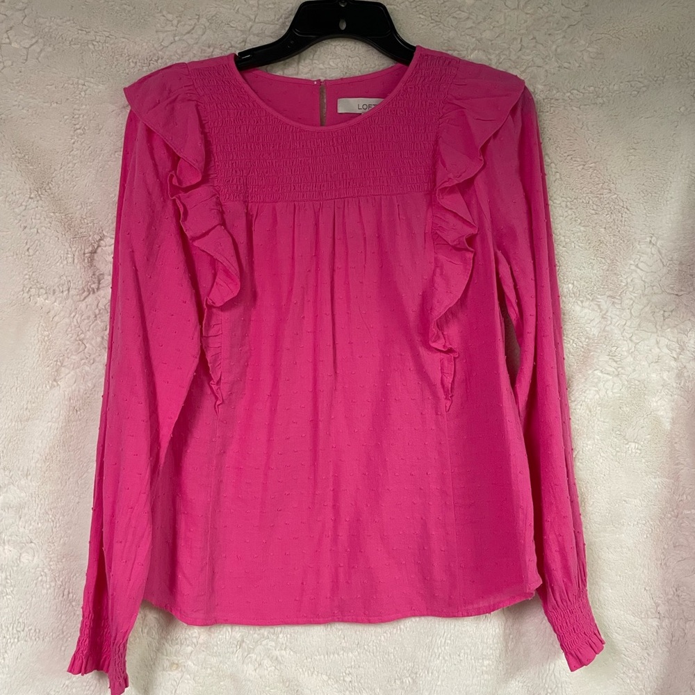 Ann Taylor long sleeve hot pink dress shirt nwt small